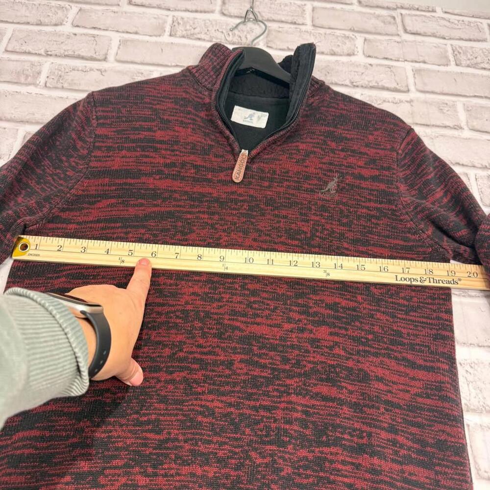 Kangol 1/4 Zip Sweater Red and Black‎ Heathered 50% Cotton Kangaroo Men's M - Picture 6 of 8